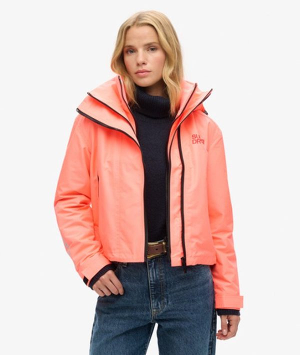 Superdry Women's Hooded Embroidered SD Windbreaker Jacket Cream / Pastelline Coral - Size: 12