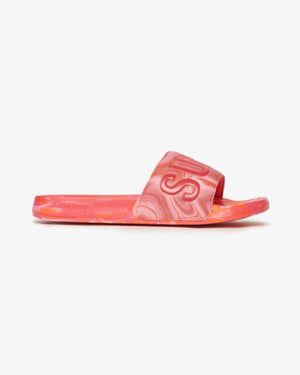 Superdry Women's Marble Pool Sliders Pink / Hyper Fire Pink Aop - Size: 7-8