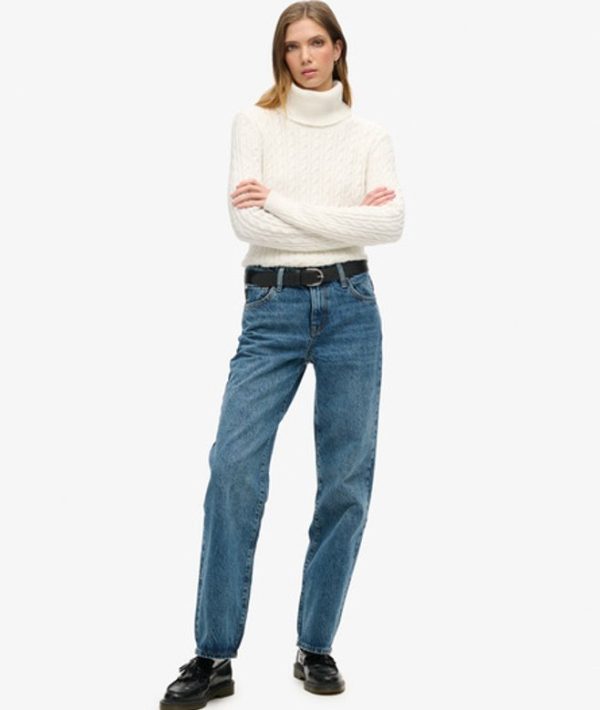Superdry Women's Mid Rise Wide Leg Jeans Dark Blue / Fulton Vintage Blue - Size: 28/30
