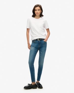 Superdry Women's Organic Cotton Vintage Mid Rise Skinny Jeans Dark Blue / Fulton Vintage Blue - Size: 26/30