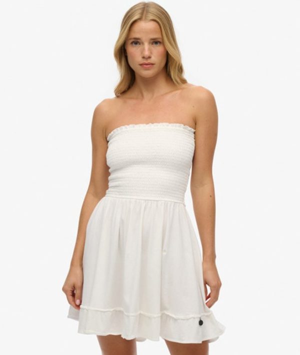 Superdry Women's Smocked Bandeau Mini Dress White / Optic - Size: 10