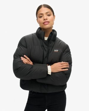 Superdry Women's Sports Puffer Cropped Jacket Black - Size: 10