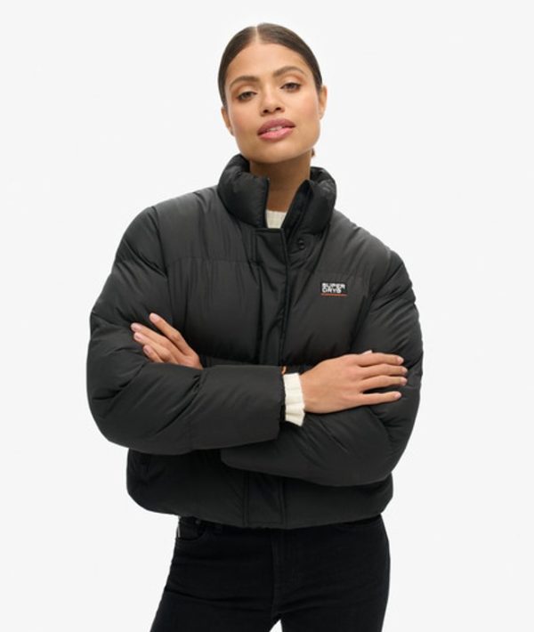 Superdry Women's Sports Puffer Cropped Jacket Black - Size: 10