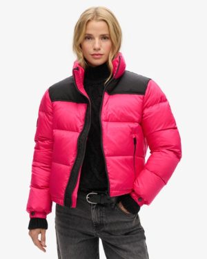 Superdry Women's Sportstyle Code Puffer Jacket Pink / Hot Pink - Size: 8