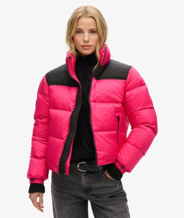 Superdry Women's Sportstyle Code Puffer Jacket Pink / Hot Pink - Size: 8