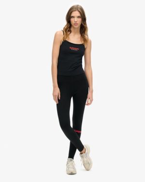 Superdry Women's Sportswear Highwaist Leggings Black / Black/hyper Fire Pink - Size: 10