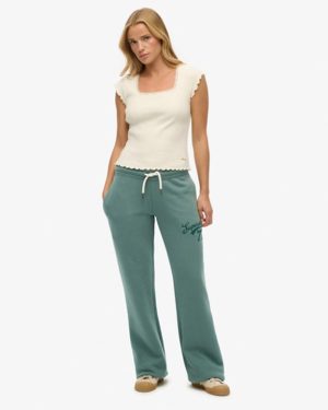 Superdry Women's Super 77 Flare Joggers Green / Drius Green - Size: 12