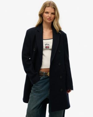 Superdry Women's The Merchant Store - Oversized Town Coat Navy - Size: Xxl
