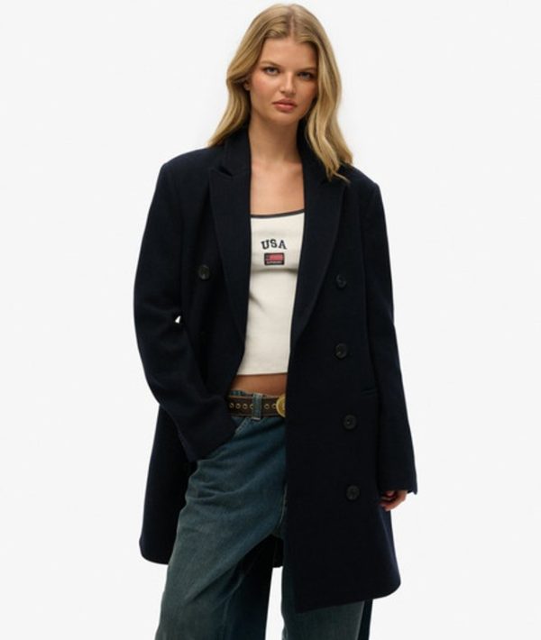 Superdry Women's The Merchant Store - Oversized Town Coat Navy - Size: Xxl