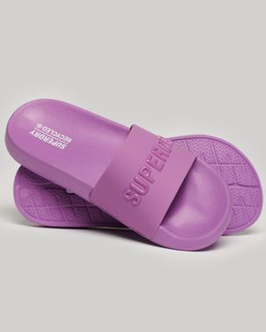 Superdry Women's Vegan Code Logo Pool Sliders Purple / Fluro Purple - Size: S