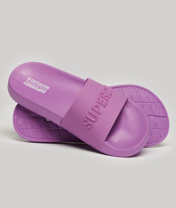 Superdry Women's Vegan Code Logo Pool Sliders Purple / Fluro Purple - Size: S