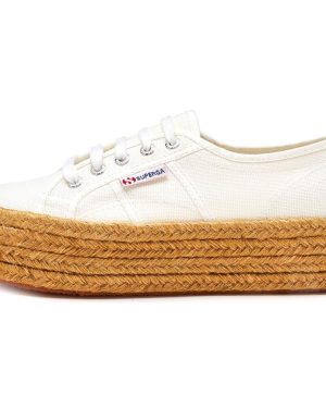 Superga 2790 Cotropew Platform Plimsoll Shoes in White 901 [UK 7 EU 41]