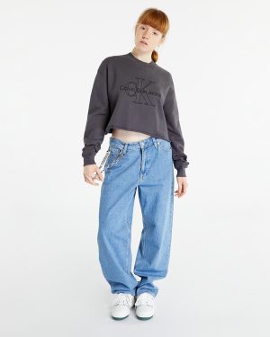 Sweatshirt Calvin Klein Jeans Embroidered Monologo Sweatshirt Washed Black M
