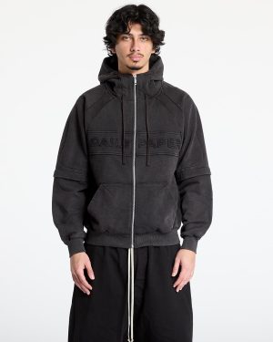 Sweatshirt Daily Paper Garment Wash Zip Up Hoodie UNISEX Black M