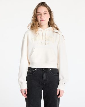 Sweatshirt Tommy Jeans Boxy Crop Varsity Hoodie White S