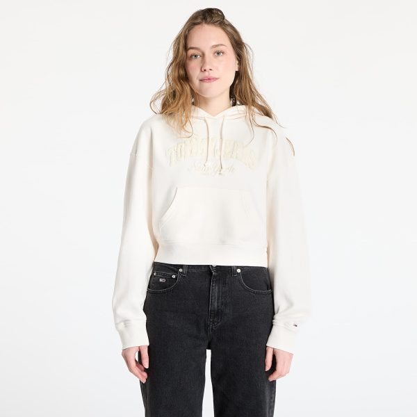 Sweatshirt Tommy Jeans Boxy Crop Varsity Hoodie White S