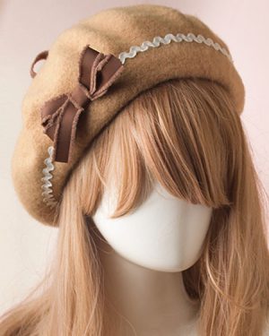 Sweet Lolita Hat Wool Bow Pom Pom Lolita Beret