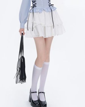 Sweet Lolita SK Ruffles Tiered White Lolita Skirts