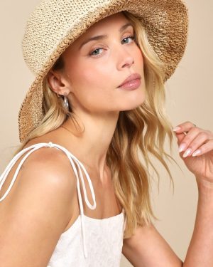 Sweetly Shaded Natural Beige Woven Ombre Sun Hat