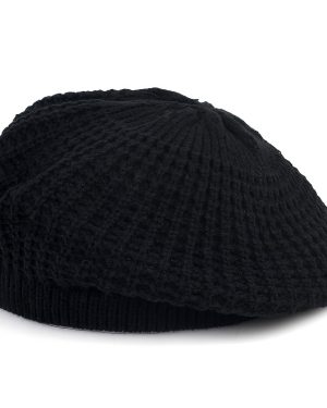 TEMU 1pc Fashionable Women's Knit Beret Hat, 100% Acrylic Breathable Inelastic Solid Color Daily Use Cap With Care Instructions