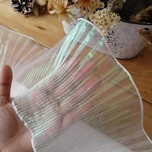 TEMU Mermaid-inspired Gradient Organza Lace Trim, X 5 Inches - Pleated For Lotus Leaf Design For Skirts & Clothing Accessories, Fantasy,