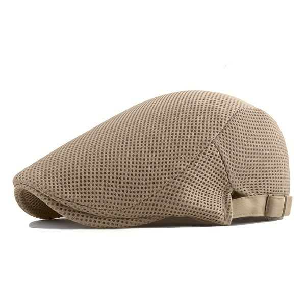 TEMU Unisex Breathable Mesh Bucket Hat - Summer Beret With Adjustable Snap, In Black, White, Grey, Beige - Ideal For Golf And Outdoor Activities,