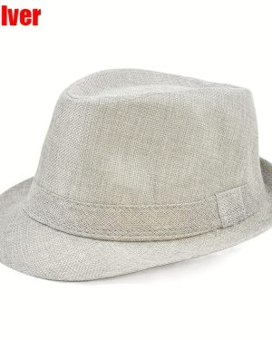 TEMU Unisex Summer Panama Trilby Fedora Hat - Lightweight Wide Brim Sun Hat For Beach, Outdoor & Casual Wear, Multiple Colors (black, Blue, Red,