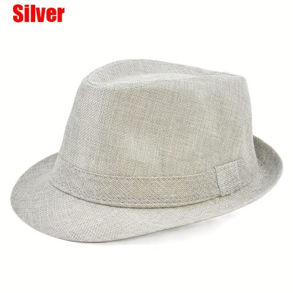 TEMU Unisex Summer Panama Trilby Fedora Hat - Lightweight Wide Brim Sun Hat For Beach, Outdoor & Casual Wear, Multiple Colors (black, Blue, Red,