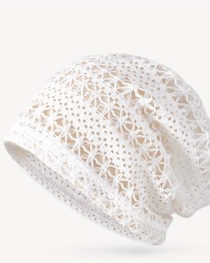 TEMU Women's Crochet Lace Breathable Slouchy Beanie Hat - Elastic , Lightweight Summer Cap With Pastel & Neutral Colors, Hand Washable, Casual