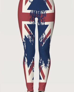 TEMU Women's High-waisted Print Leggings - Ultra Soft, Comfortable, And Stylish Design With & Abstract Patterns In Red, White, And Blue,