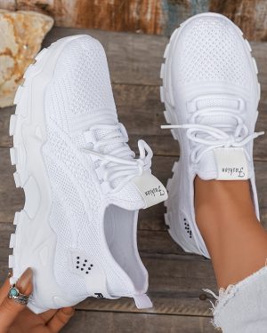 TEMU Women's Lightweight Breathable Mesh Tennis Shoes - Pastel Low-top Sneakers With Thick Cushioned Sole For , Casual Walking, Shopping & Work -