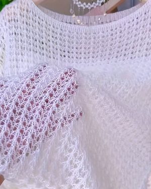 TEMU Women's Sexy Off-the-shoulder Long Sleeve Top - Lightweight Semi-sheer Lace-like Pink Blouse With Breathable Cut-out Details, Medium Stretch For