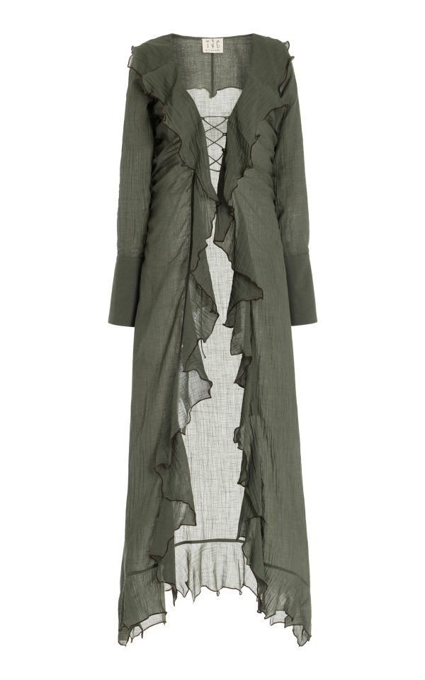 TG Botanical - Marlie Cotton-Linen Tunic Top - Grey - S - Moda Operandi