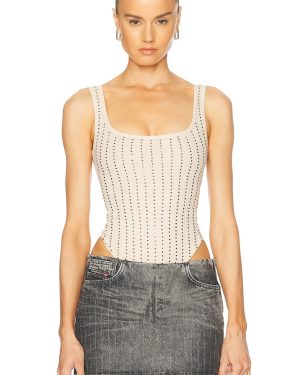THE ATTICO Bodysuit in Fade Ecru - Beige. Size 42 (also in 44).