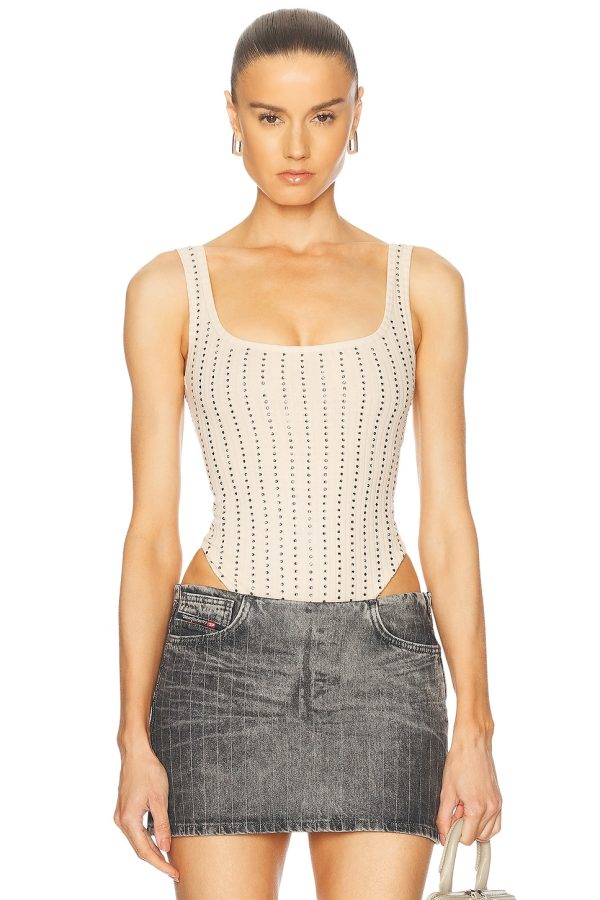 THE ATTICO Bodysuit in Fade Ecru - Beige. Size 42 (also in 44).