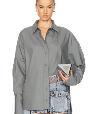 THE ATTICO Diana Shirt in Grey - Grey. Size 40 (also in ).