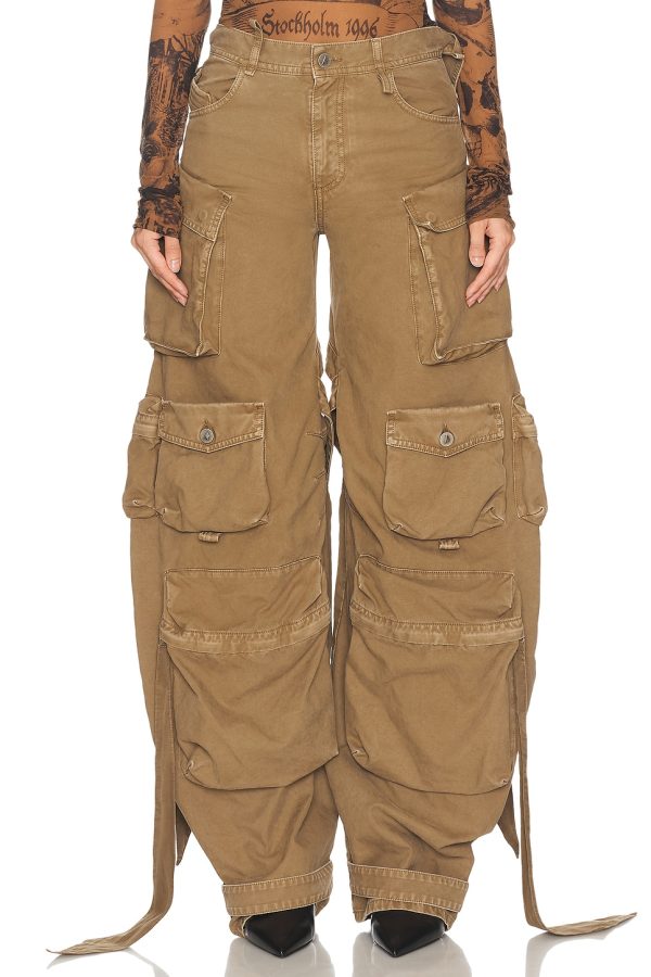 THE ATTICO Long Cargo Pant in Cachi - Tan. Size 38 (also in ).