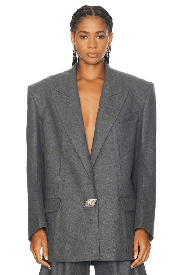 THE ATTICO Oversized Blazer in Grey - Grey. Size 36 (also in ).