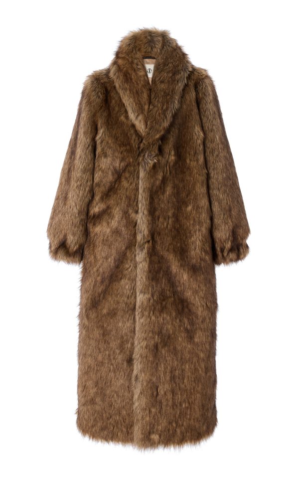 THE GARMENT - Damiy Faux Fur Long Coat - Brown - UK 4 - Moda Operandi