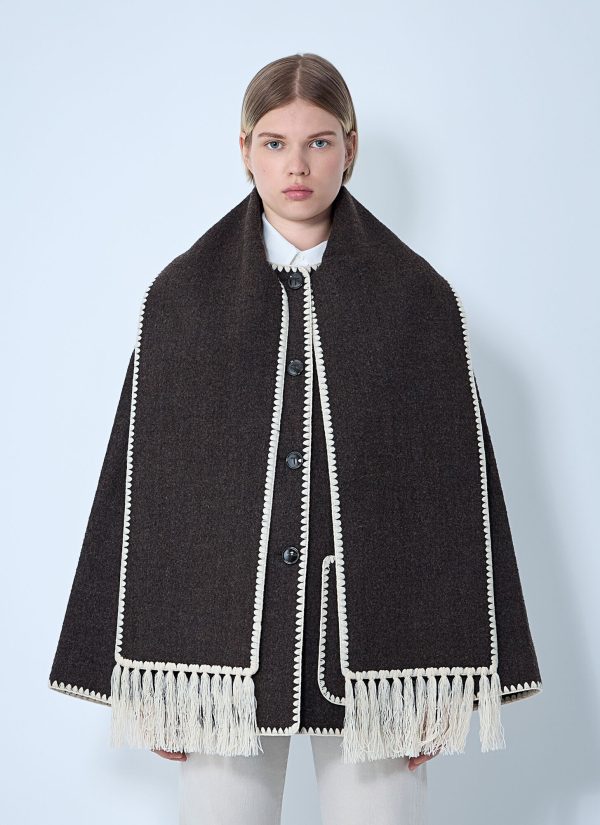TOTEME Embroidered Scarf Jacket - Woman Jackets Brown Eu - 34
