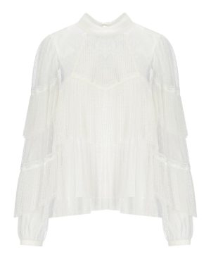 TWINSET WHITE PLEATED BLOUSE