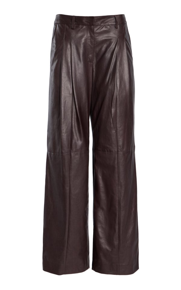 TWP - Sulli Mid-Rise Straight-Leg Leather Pants - Burgundy - US 2 - Moda Operandi