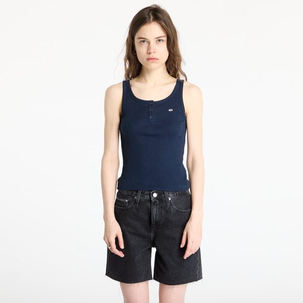 Tank top Tommy Jeans Slim Button Tank Blue XS