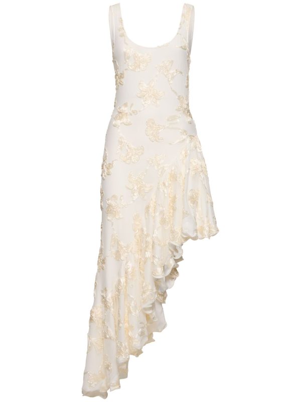Tanmieka Asymmetric Lace Ruffled Dress