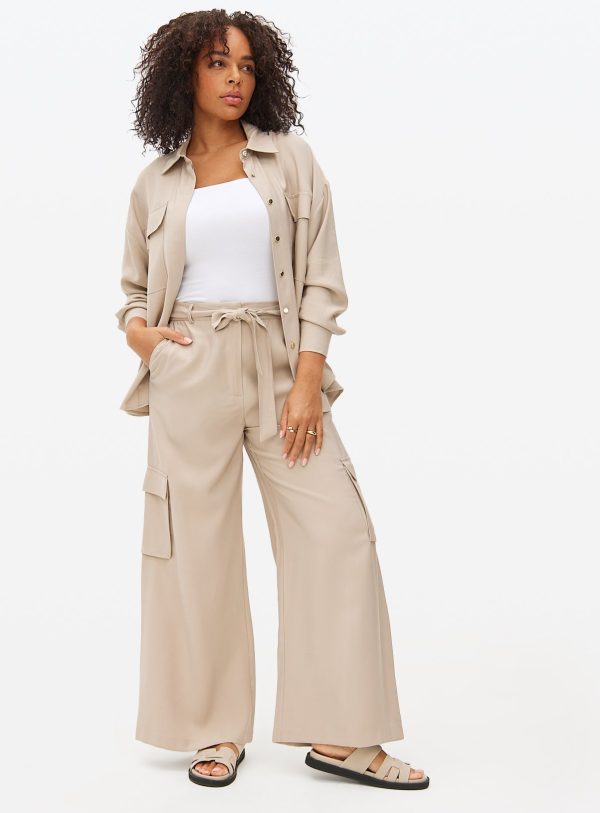 Taupe Co-ord Fluid Cargo Trousers