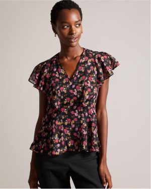 Ted Baker Riivia Peplum Top - Black