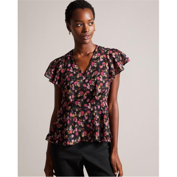 Ted Baker Riivia Peplum Top - Black