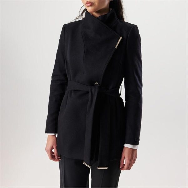 Ted Baker Roses Wool Wrap Coat - Black