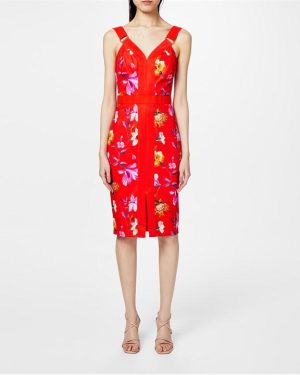 Ted Baker Strap Detail Bodycon Dress - Red