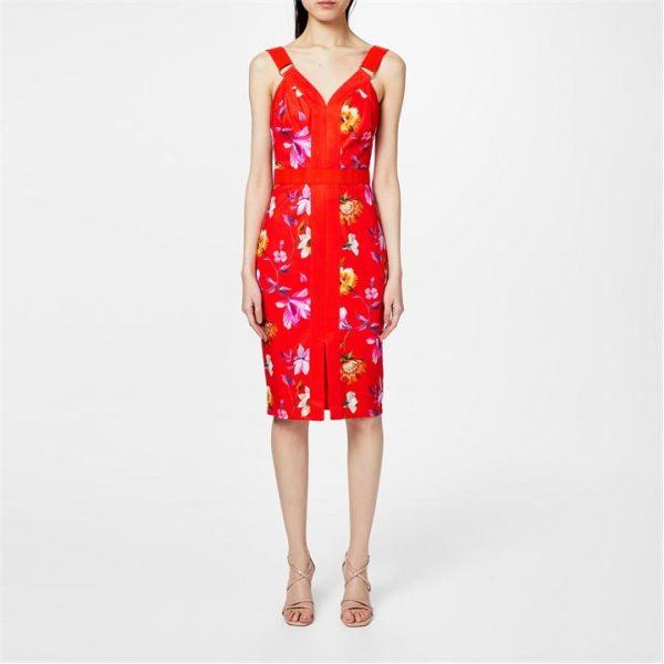Ted Baker Strap Detail Bodycon Dress - Red